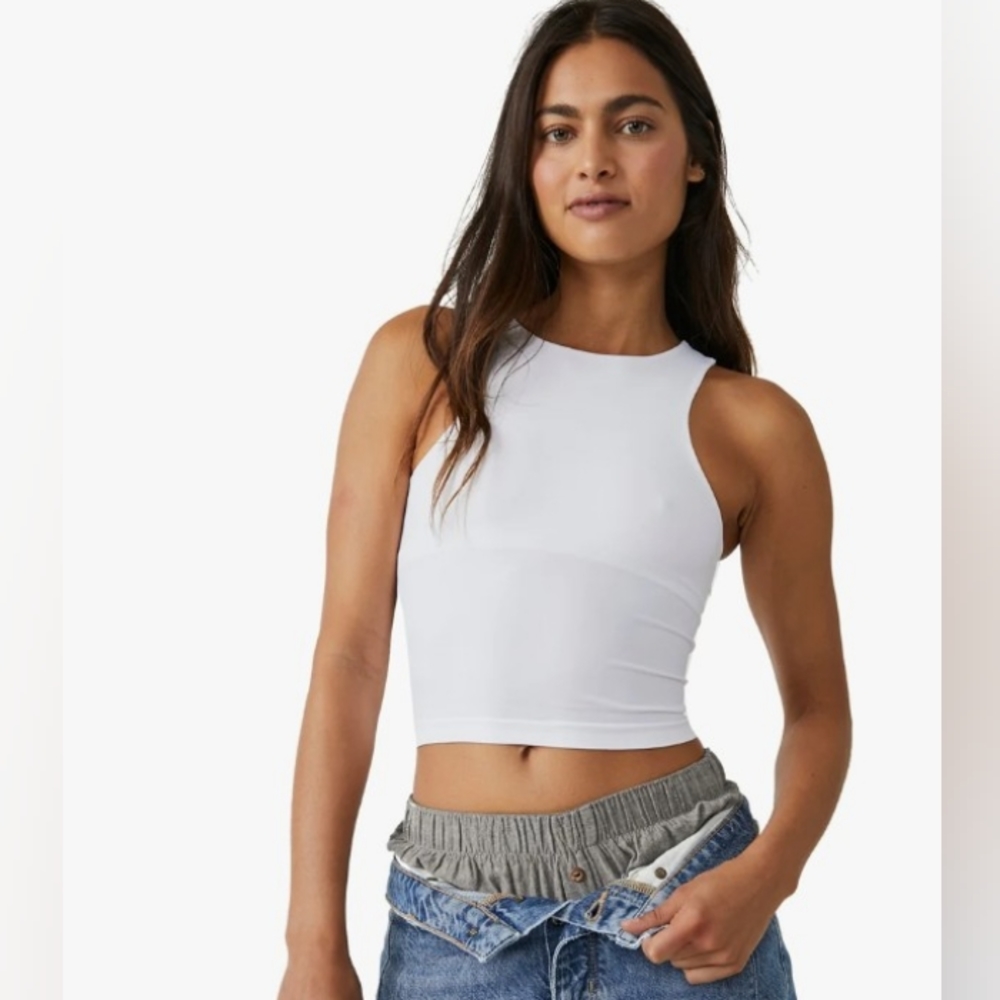 Free people women's white cropped tank top